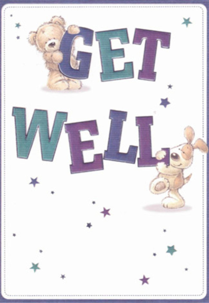 With a joyful sense of lightness, this get well card captures the childlike wonder so often found in Anerley's green spaces. The scene is alive: a gentle teddy bear, soft and inviting, leans in to grasp the word 'GET,' while a floppy-eared pup joyfully secures 'WELL,' their playful poses glowing with concern and encouragement. Bold shades of indigo and teal fill the text, popping vibrantly against a pristine white field. Around them, a constellation of blue and violet stars twinkles, scattering gentle wishes as one would toss petals from an arrangement by Florist Anerley onto the still morning air near Betts Park. The card's tactile details-furry textures, rounded soft forms, delicate brushstrokes-rekindle the comfort of a caring embrace or the thoughtful touch in a bespoke bouquet. With every artistic element, the card extends an invitation to feel comforted, uplifted, and supported within Anerley's welcoming community.