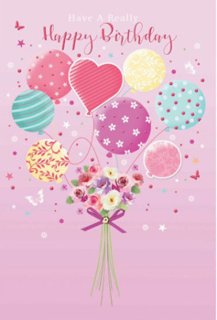 In this charming birthday illustration, the joy of a special day seems to rise gently into the air, much like laughter echoing through the streets of Anerley on a sunny afternoon. The scene is set on a soft rose-pink background that radiates quiet warmth. From the base of the composition, a hand-tied bouquet appears to hold aloft a cluster of pastel balloons, the strings converging like stems in a florist's careful hand. Each balloon has its own decorative story to tell: some are wrapped with candy-coloured stripes that spiral upwards, others are dotted with playful spots, and a central heart-shaped balloon glows with a sense of love and gratitude. The colours - blush pinks, minty greens, pale yellows, and lavender tones - blend seamlessly, evoking the gentle hues of early blossoms in nearby parks around Crystal Palace. Nestled at the bottom, the bouquet itself feels expertly crafted. Petite roses and daisy-like flowers in creamy ivory, soft blush, and gentle mauve cluster closely together, their petals layered and slightly curled as if freshly opened that morning. The shading lends the blossoms a realistic depth, suggesting cool, velvety textures and a faintly sweet fragrance. A sparkling purple bow gathers the stems in a neat, elegant knot, its satin surface reflecting the same soft light that plays across the balloons. Sprinkled around the bouquet are tiny stars and whimsical butterfly motifs, adding a touch of dreamy magic as if confetti were suspended in the air. The overall impression is of a carefully considered birthday gift - light, uplifting, and expressive - like a bespoke bouquet delivered to a doorway in Anerley by someone who truly wants the recipient to feel cherished.