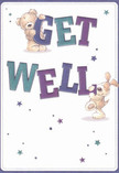 Overflowing with playful optimism and genuine warmth, this illustrated get well card brings together two adorable friends-a plush teddy bear and a lively puppy-each helping to deliver supportive wishes. The bear, clutching the word 'GET,' and the puppy, engaging with 'WELL,' are rendered in soft, textured detail that feels as comforting as a warm blanket on a rainy Anerley day. The letters, gleaming in teal and deep indigo, leap confidently from the soft cream background, while sparkling blue and purple stars dance around, infusing the design with a sense of magic and hope. Every brushstroke mirrors the gentle attentiveness of a florist arranging blooms for same-day delivery to a loved one recovering nearby. This card is more than just a message; it radiates the nurturing spirit that thrives in Anerley, encouraging a swift return to health with every glance.